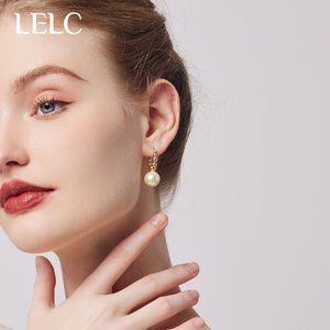 LELC gold ball pearl earrings